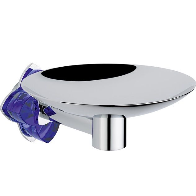 Мыльница металлическая подвесная THG Petale De Cristal Bleu U6B-A02-546GM (хром, синий хрусталь)