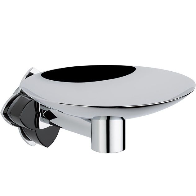Мыльница металлическая подвесная THG Petale de Cristal noir U6D-A02-546GM (хром, черный хрусталь)