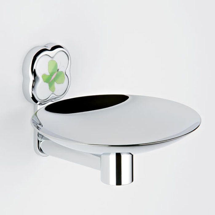 Мыльница подвесная 15x15 см. THG Capucine Vert Decor Platine A7E-A02-546GM (хром, зеленый)