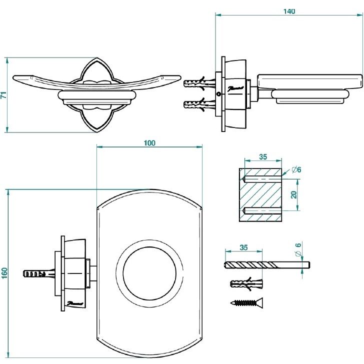Мыльница подвесная THG Petale de Cristal clair liser dorU6E-F01-500 (золотой)