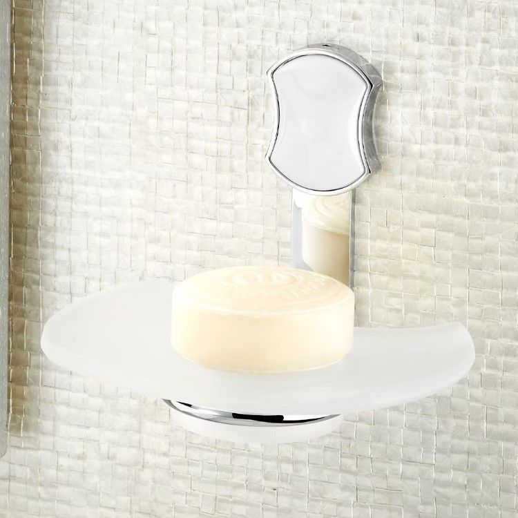 Мыльница стеклянная подвесная THG Infini white porcelain U2D-A02-500 (хром, белый)