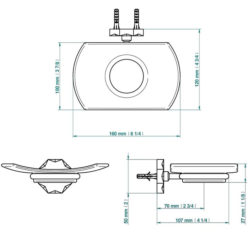 Мыльница стеклянная подвесная THG Nihal Porcelaine Ivoire U2N-F30-500 (золотой)