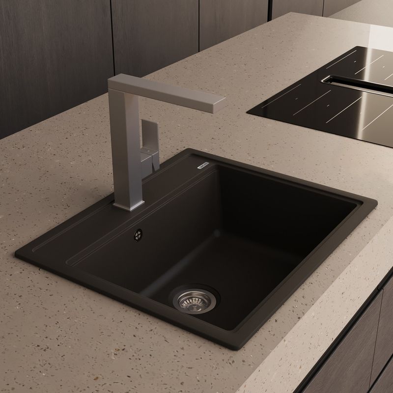 Мойка кухонная Abber Quarz AQ2902B 60х51 (черный), слив-перелив