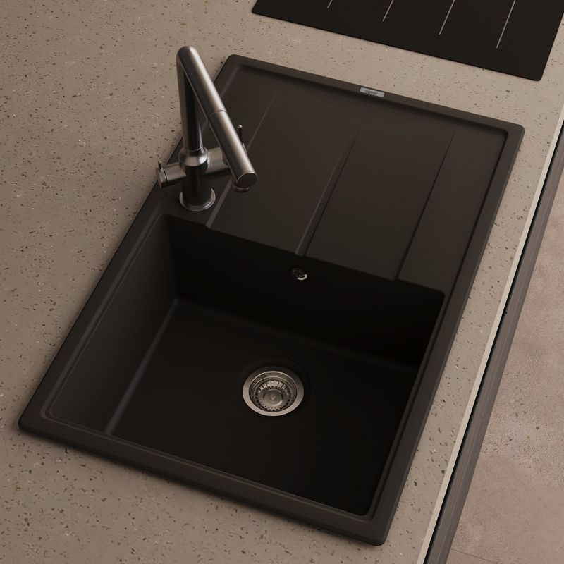 Мойка кухонная Abber Quarz AQ2904B 78х51 (черный), слив-перелив
