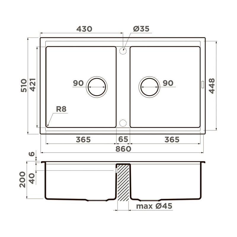 Мойка кухонная Omoikiri Kitagawa 86-2-GB 4993492  86x51 (графит)