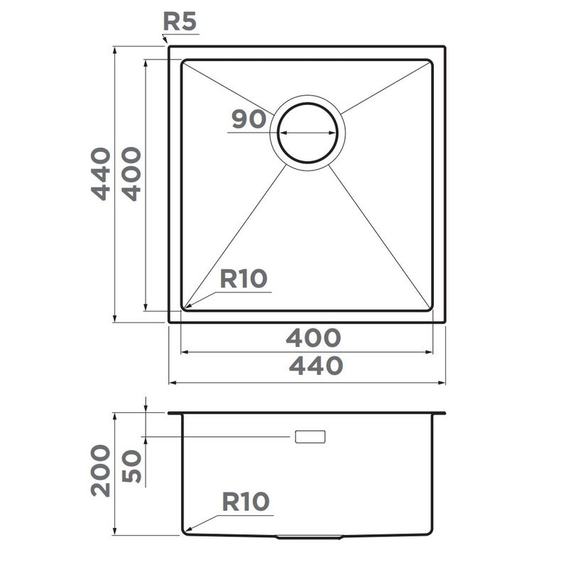 Мойка кухонная Omoikiri Taki 44-U/IF-IN 4973044 44x44 (нержавеющая сталь)