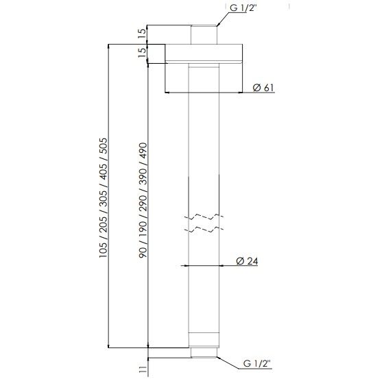 Отвод для душа Remer 30 см. 347N30 (хром)