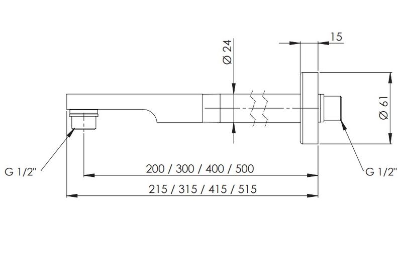 Отвод для душа Remer 40 см. 348N40 (хром)