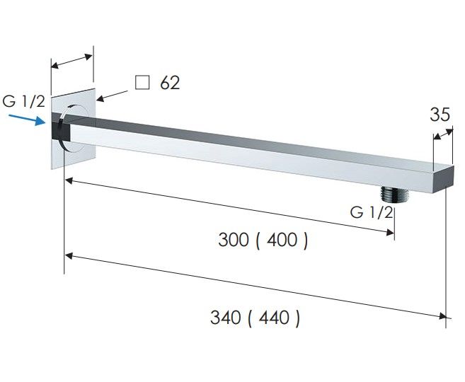 Отвод для душа Remer 40 см. 348Q40 (хром)