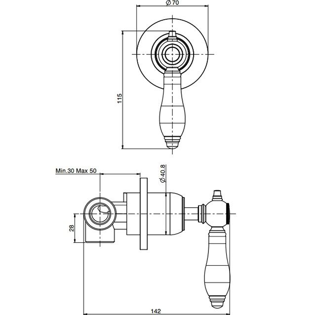 Переключатель потоков, на 2 выхода F5423/2CBOR (золотой)