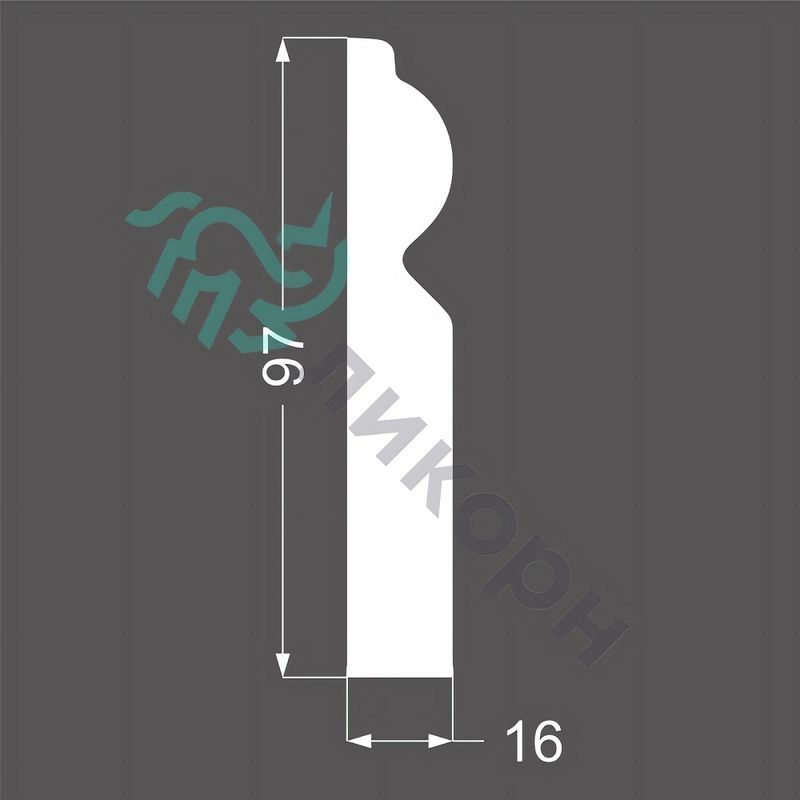 Плинтус Ликорн К-09 (белый) 9.7x205, напольный, крашенный, МДФ, с кабель-каналом, фигурный