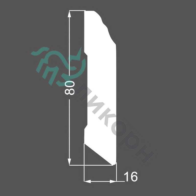 Плинтус Ликорн К-26 (черный) 8x205, напольный, крашенный, МДФ, с кабель-каналом, фигурный