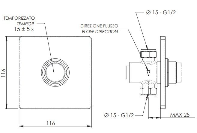 Пневматический кран Remer Tempor & Sensor TE30Q (хром)