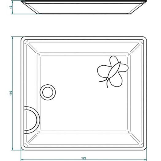 Поднос фарфоровый настольный 12.2х11см. THG Capucine Vert Decor Platine A7E-A02-4612 (платина, зеленый, белый)