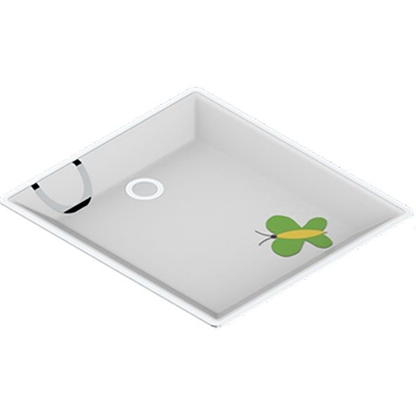 Поднос фарфоровый настольный 17.1х15.4 см. THG Capucine Vert Decor Platine A7E-A02-4613 (платина, зеленый, белый)