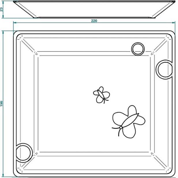 Поднос фарфоровый настольный 22х19.8 см. THG Capucine Vert Decor Platine A7E-A02-4614 (платина, зеленый, белый)
