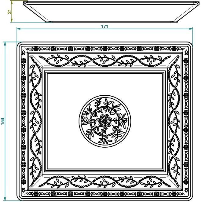 Поднос керамический настольный Marquise platinum decor 17.1x15.4 см. A7G-A02-4613 (белый, платина)