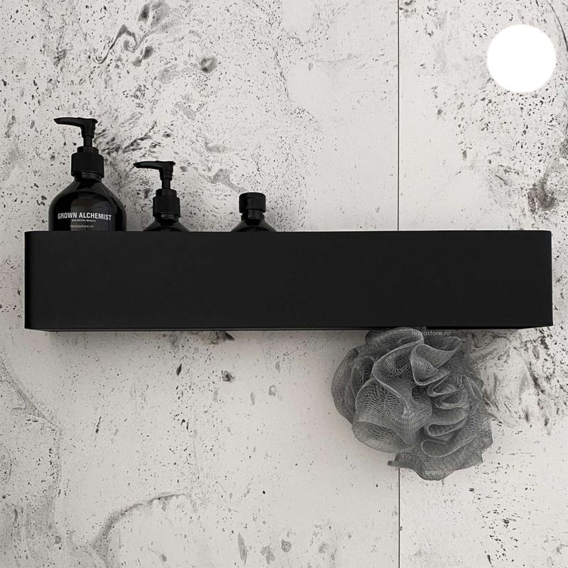 Полка для хранения с крючками Tezza Lava Flex 80 см (белый), крючки справа