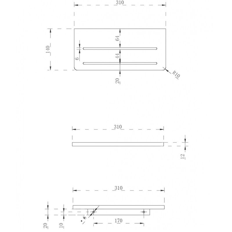 Полочка для ванной комнаты Abber Stein AS1653MB 31x14x3.2 (черный матовый)