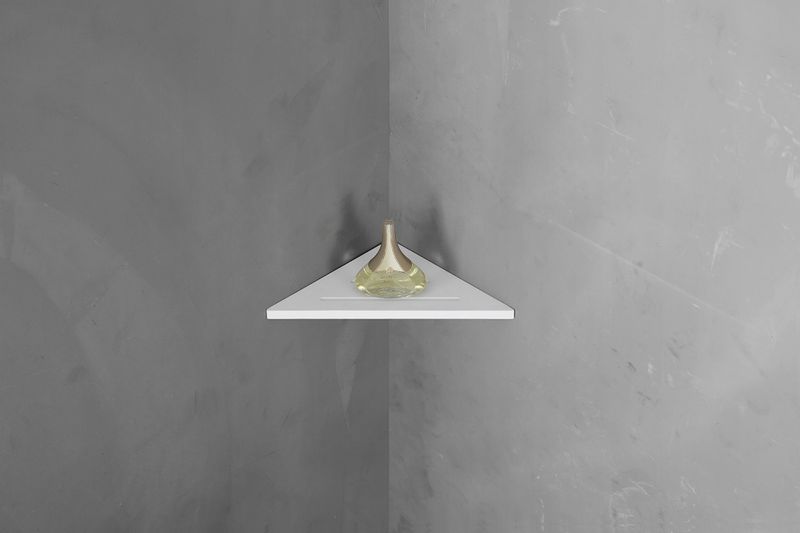 Полочка для ванной комнаты угловая Abber Stein AS1652L 40x40x3.2 (белый матовый)