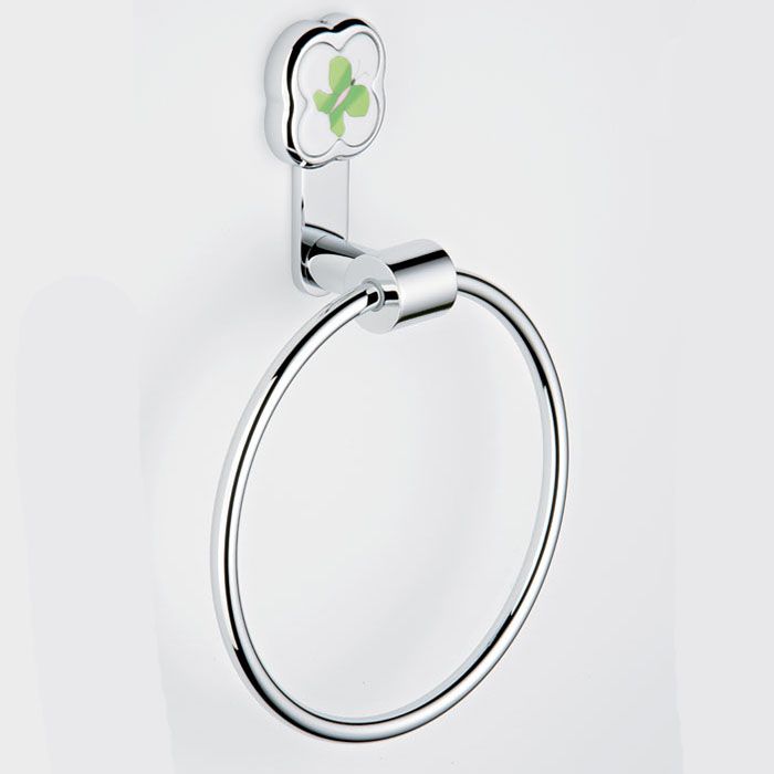Полотенцедержатель кольцо 18см. THG Capucine Vert Decor Platine A7E-A02-504N (хром, зелёный)