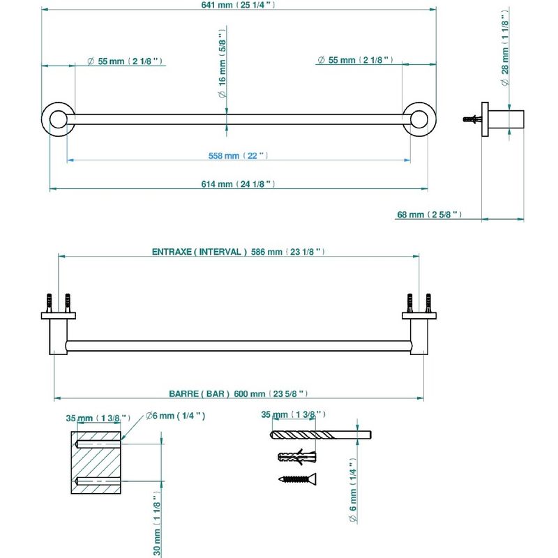 Полотенцедержатель подвесной 60 см. THG Bambou Cristal Ambre A34-F01-514/60 (золотой)