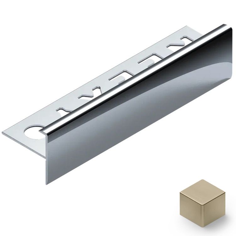 Профиль лестничный F-образный алюминий 10 мм Neexy PV53-08 (шампань матовая), 2.7 м.