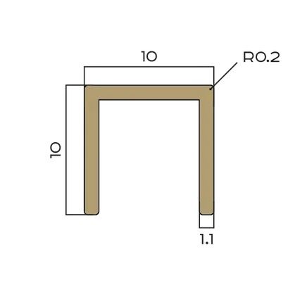 Профиль П-образный латунь 10x10 мм Neexy PVL83-01 (латунь полированная), 2.7 м.