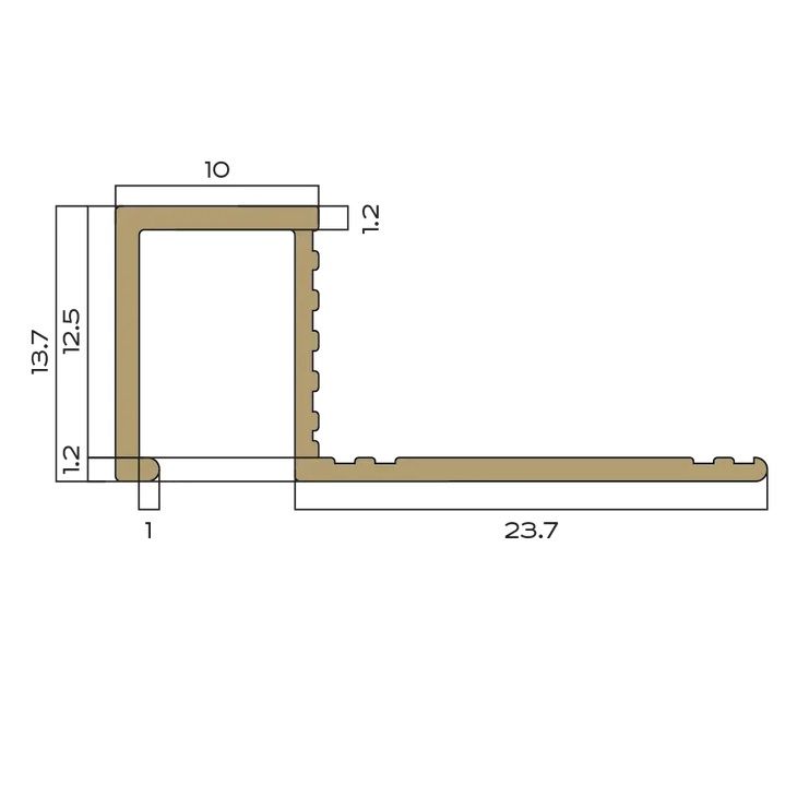 Профиль внешний P латунь 10x12.5 мм Neexy PVL32-05 (антик медь светлая), 2.7 м.