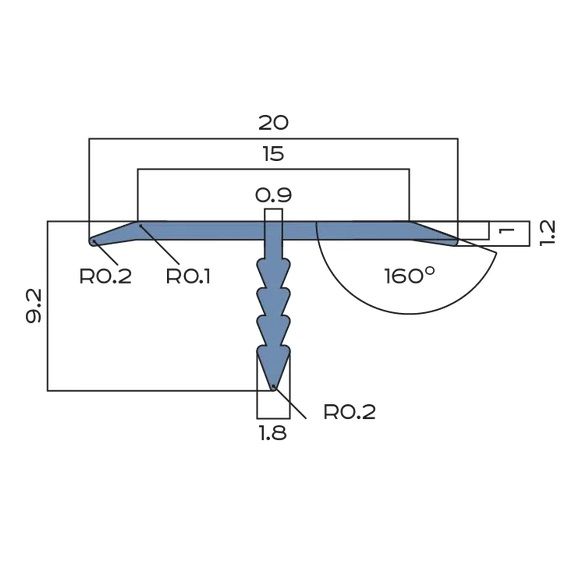 Профиль Т-образный плоский алюминий 20 мм Neexy PV102-42 (муар черный), 2.7 м.