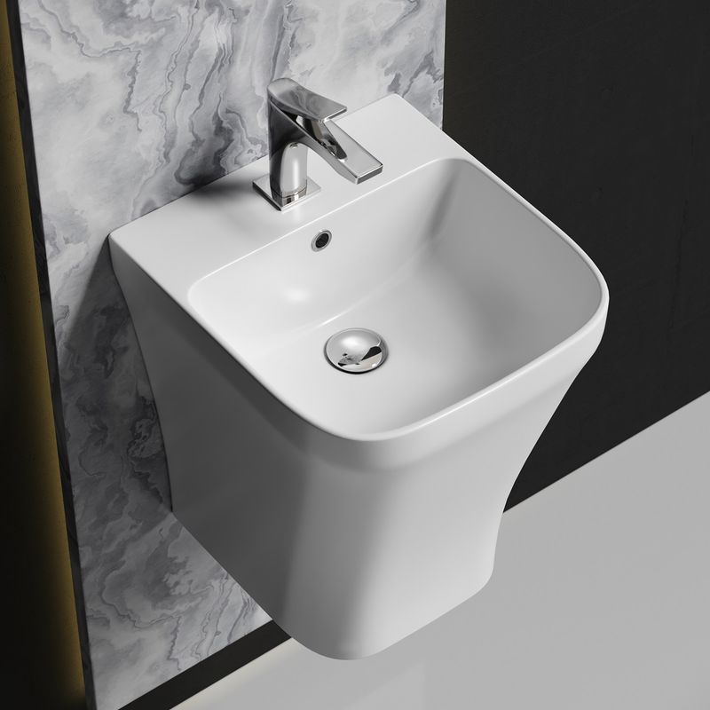 Раковина-моноблок подвесная Ceramicanova Dion CN6067 40x36.5 (белый), со сливом-переливом
