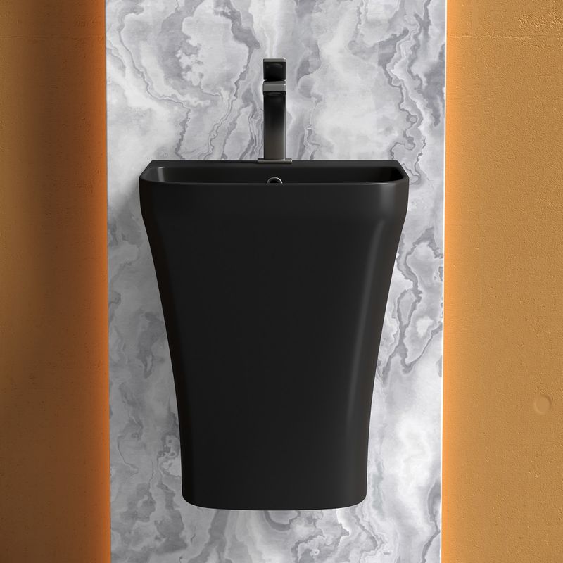 Раковина-моноблок подвесная Ceramicanova Dion CN6067MB 40x36.5 (черный матовый), со сливом-переливом