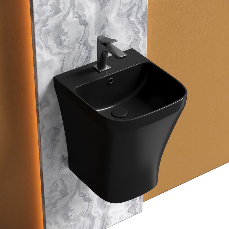 Раковина-моноблок подвесная Ceramicanova Dion CN6067MB 40x36.5 (черный матовый), со сливом-переливом