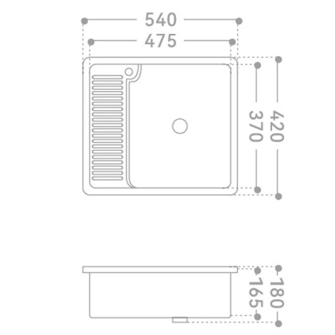 Раковина на стиральную машину Abber Rechteck AC2225L 54х42х18 (белый), встраиваемая снизу, с донным клапаном, левая