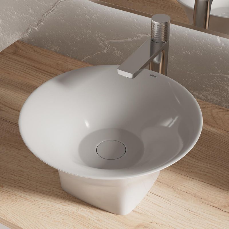Раковина накладная Abber Bequem AC2125 38x38x18 (белый), с донным клапаном