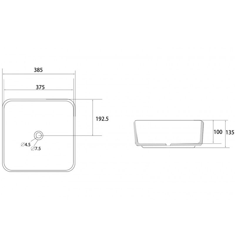 Раковина накладная Abber Rechteck AC2211MBE 38,5х38,5х13,5 (светло-бежевый матовый)
