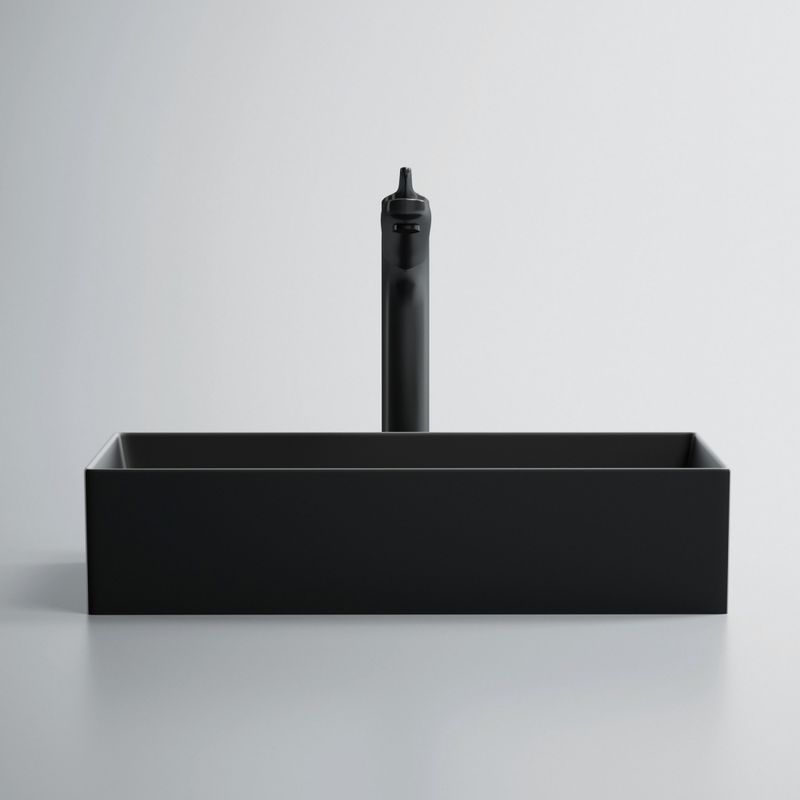 Раковина накладная Abber Rechteck AC2220MB 60х36х16 (черный матовый), с донным клапаном