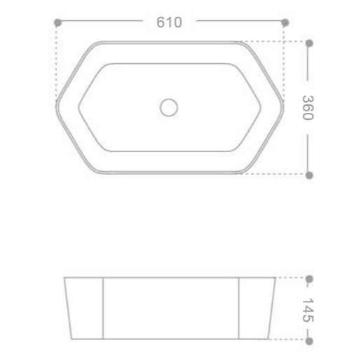 Раковина накладная Abber Rechteck AC2223 61х36х14.5 (белый), с донным клапаном