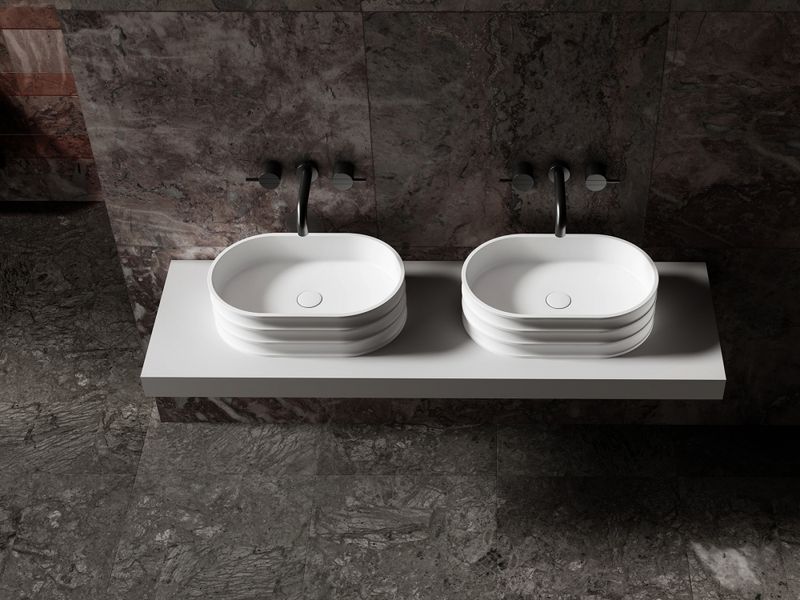 Раковина накладная Abber Stein AS2650 56x36x16 (белый матовый), искусственный камень