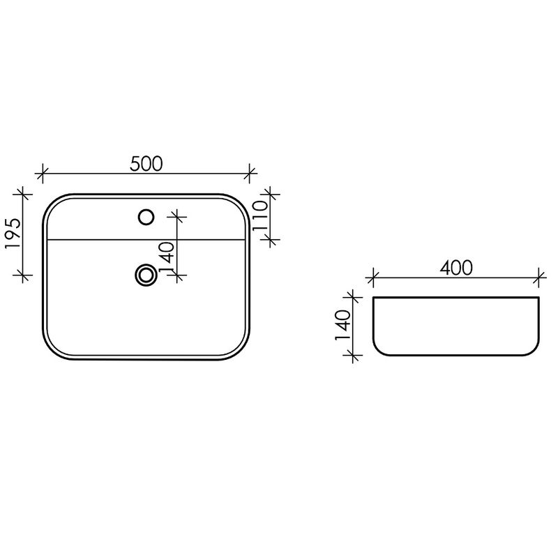 Раковина накладная Ceramica Nova Element CN5015 50x40 (белый), без донного клапана