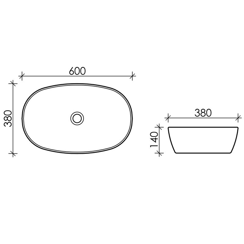 Раковина накладная Ceramica Nova Element CN5039 60x38 (белый), без донного клапана