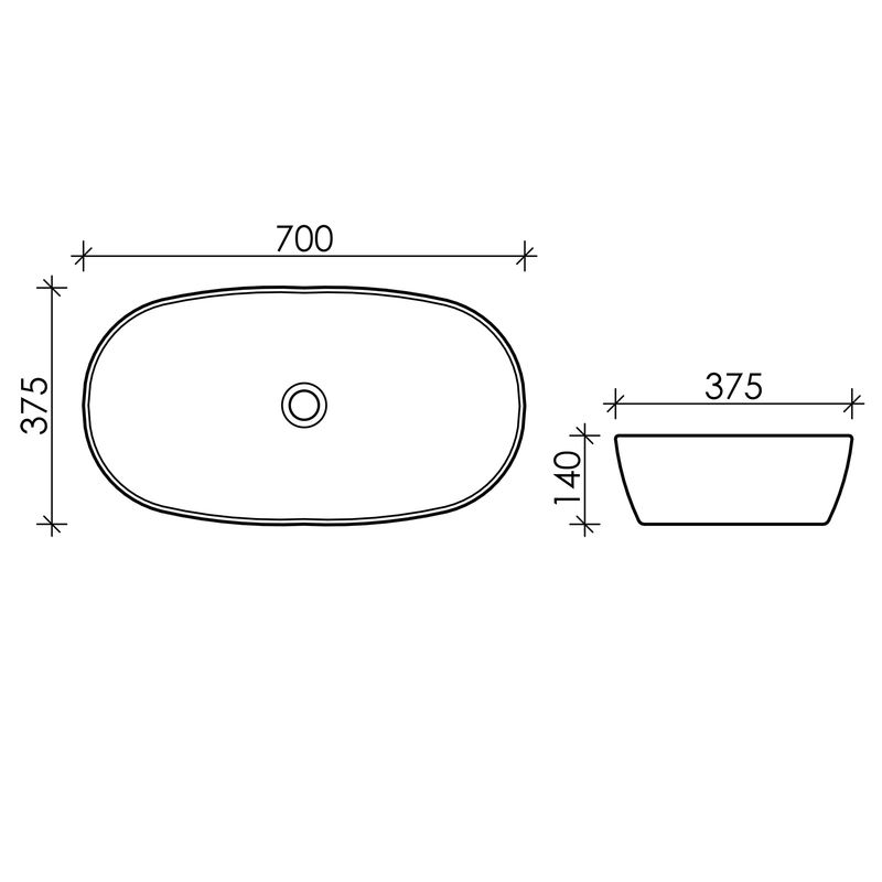 Раковина накладная Ceramica Nova Element CN5040 70x37.5 (белый), без донного клапана