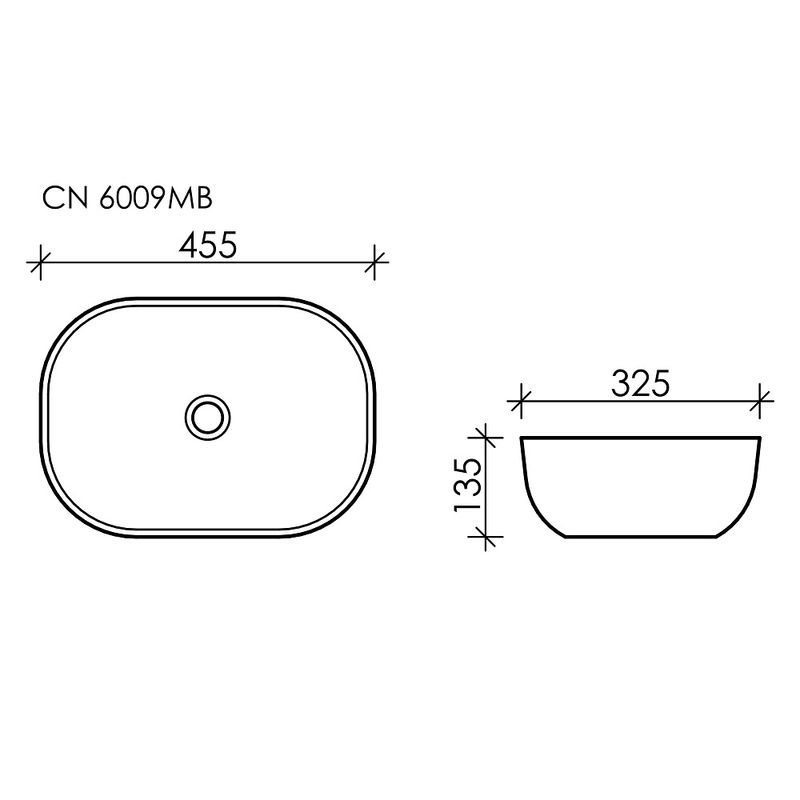 Раковина накладная Ceramica Nova Element CN6009MB 45.5x32.5 (черный матовый), без донного клапана