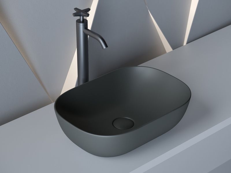 Раковина накладная Ceramica Nova Element CN6009MDH 45.5x32.5 (антрацит темный матовый), без донного клапана
