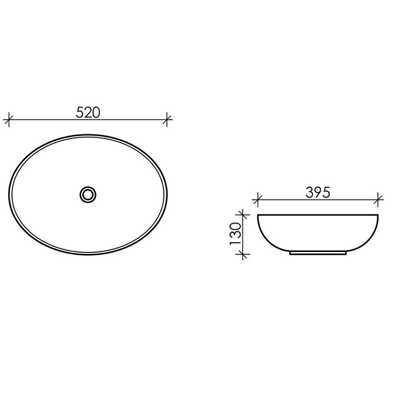 Раковина накладная Ceramica Nova Element CN6017MB 52x39.5 (черный матовый), без донного клапана