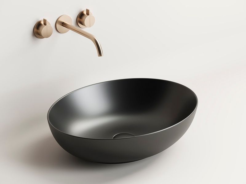 Раковина накладная Ceramica Nova Element CN6017MB 52x39.5 (черный матовый), без донного клапана