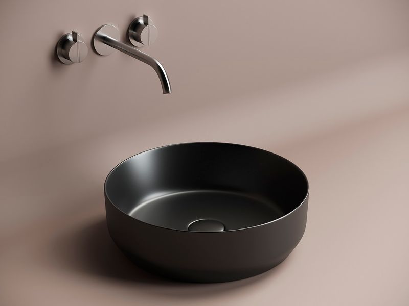 Раковина накладная Ceramica Nova Element CN6022MB 39x39 (черный матовый), без донного клапана