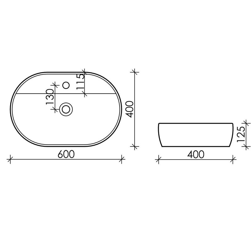 Раковина накладная Ceramica Nova Element CN6035 60x40 (белый), без донного клапана