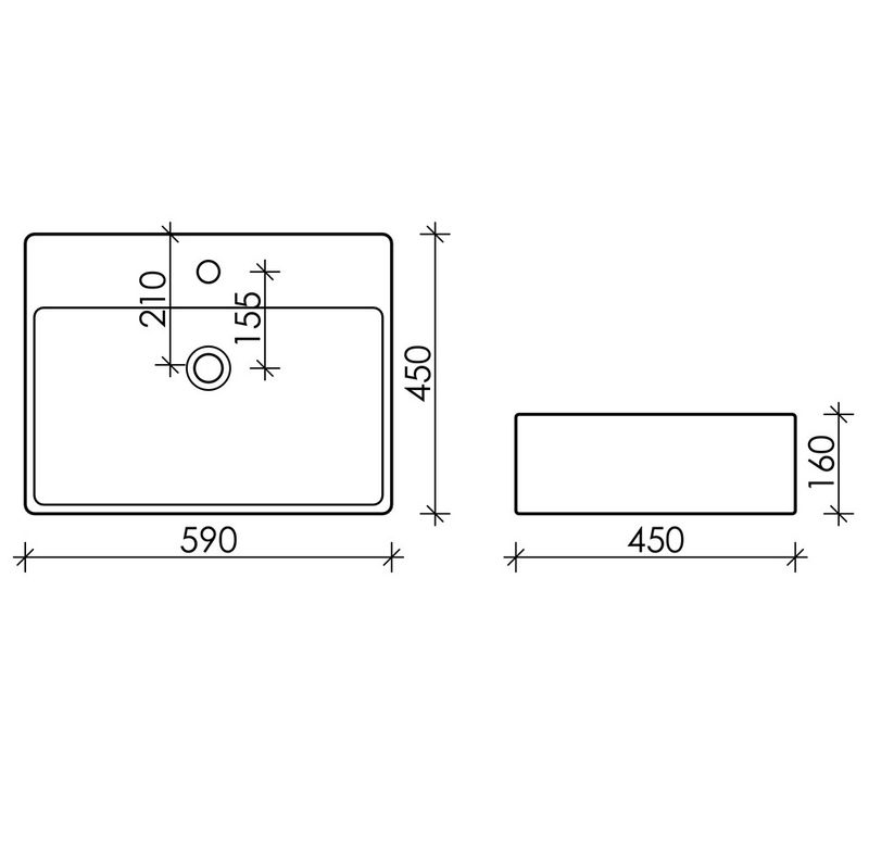 Раковина накладная Ceramica Nova Element CN6046 59x45 (белый), без донного клапана