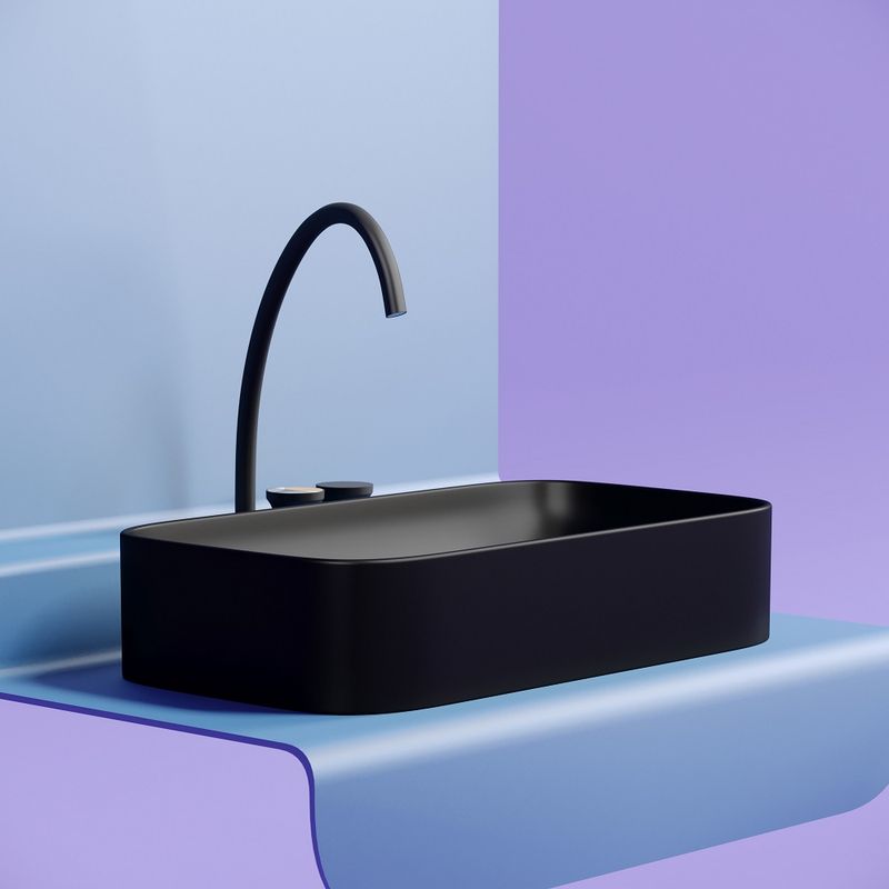 Раковина накладная Ceramicanova Element CN6054MB 70.5x38x15 (черный матовый), без донного клапана